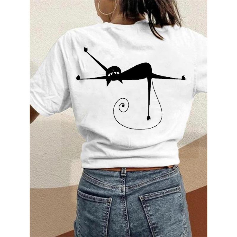 Summer Round Neck 3D Animal Print Top Fashionable Casual Short Sleeved Women's T-shirts