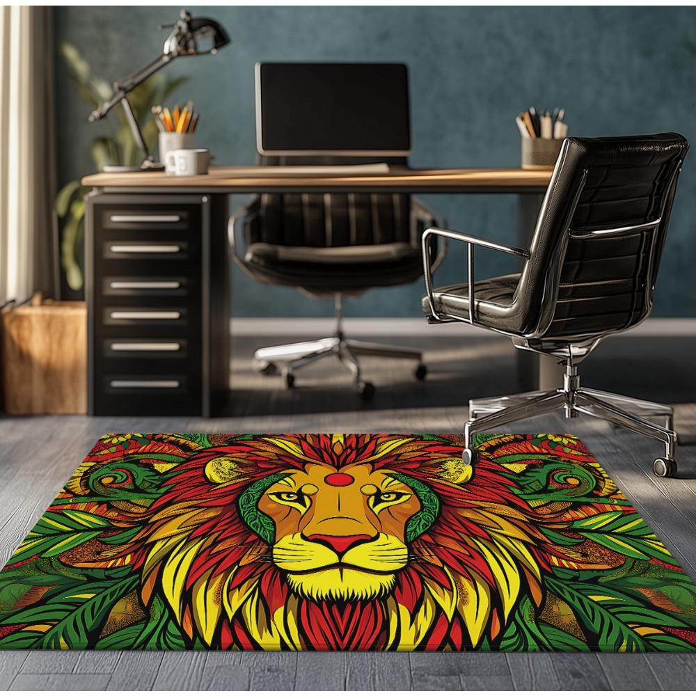 

Crystal Velvet Rug Rasta Lion Head Tribal Pattern Rug Vibrant Colors Boho Decor Living Room Floor Mat Ethnic Art Design Carpet 50cm x 80cm