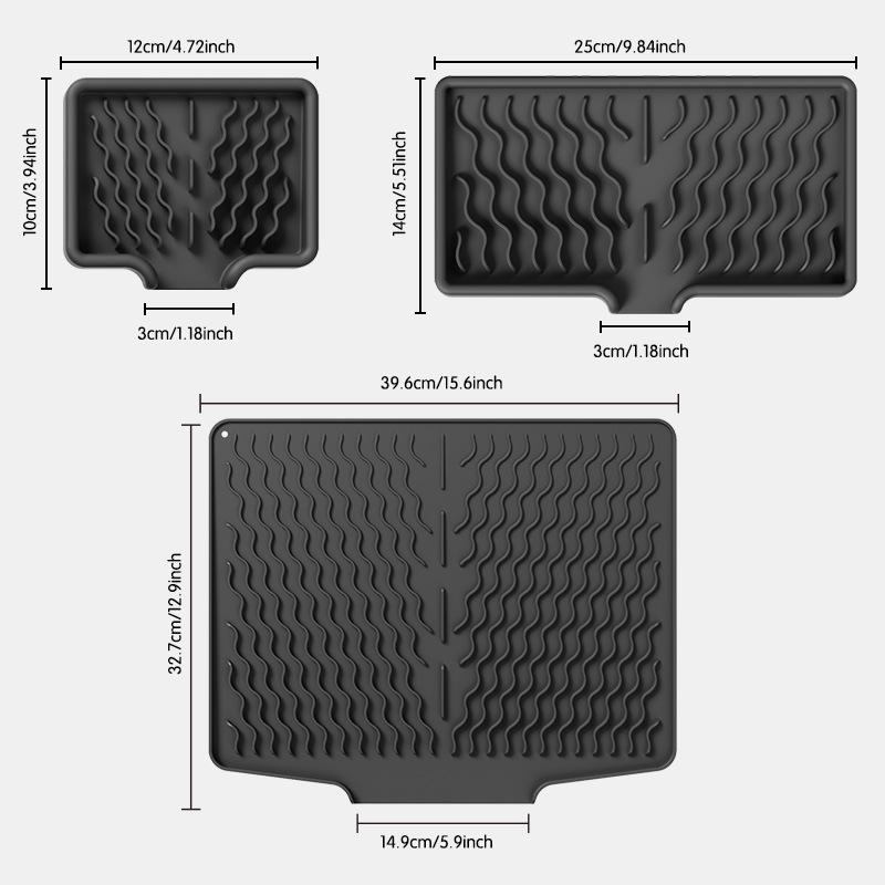

Силиконовый нескользящий коврик для сушки столовых приборов: Наклонный отвод для сушки тарелок и мисок, термостойкий.