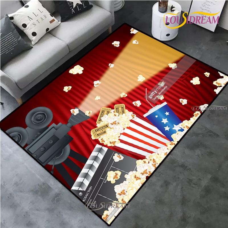 Movie Night Clapboard Area Rug Home Theater Film Art Rugs Cinema Carpet Non-Slip Home Decoration for Bedroom Living Playing Room
