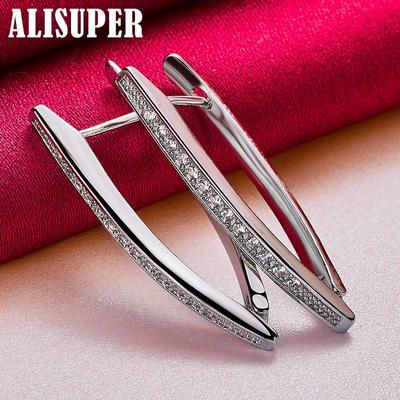 925 Sterling Silber AAA Zirkon Charm V Ohrring Schmuck