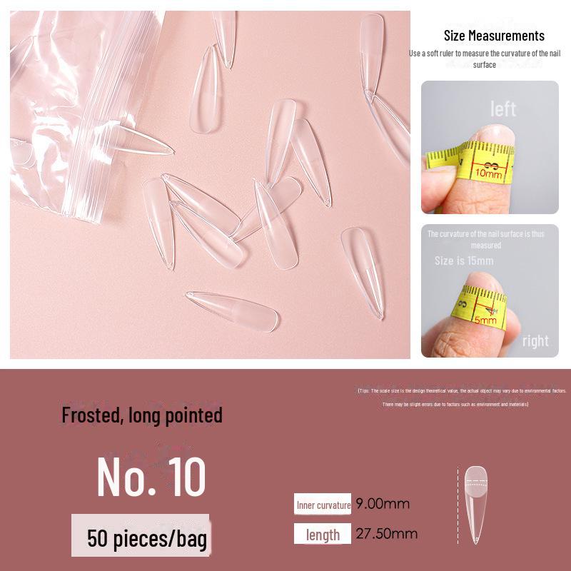"50-delige Naadloze Transparante Trapeziumvormige Gematteerde Puntige Enkele Maat Nageltips" (0-11) voor Salons"