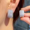 Luxury Silver Color Square Inlaid White Zircon Hoop Earrings Exquisite Fashion Party Engagement Wedding Earrings Jewelry