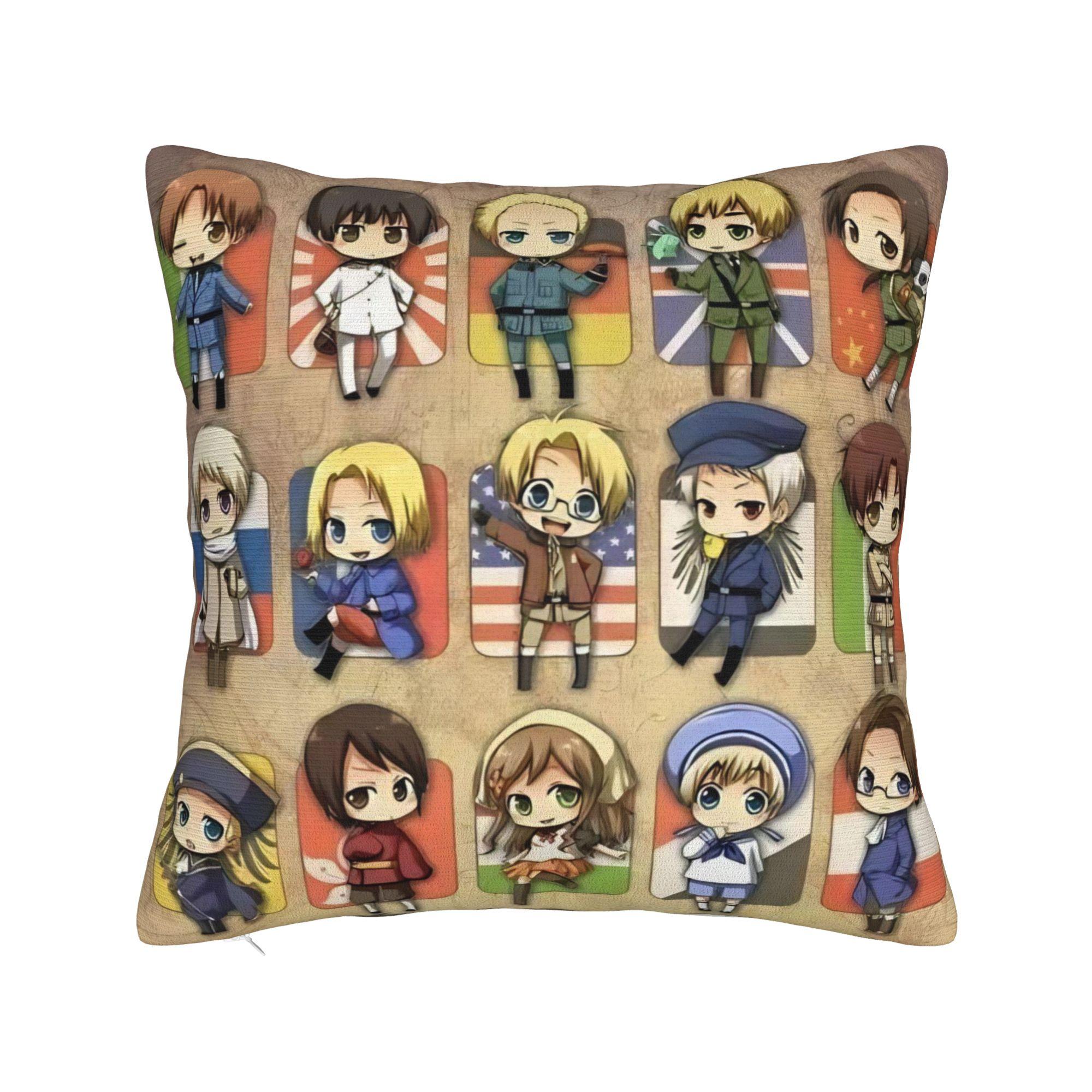 Хеталия Державы Оси Аниме Наволочка Мерч Печать Чехол на Подушку Декор Чехол для Подушки Дом Разные Размеры 12x12Inch