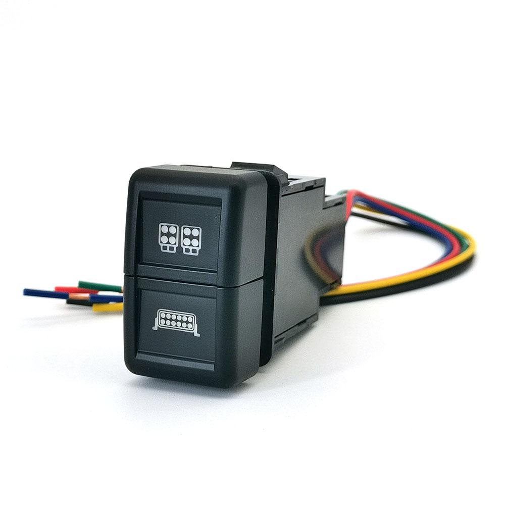 1 Stück Doppeltaster Schalter Passend für ISUZU 700P Auto Nebelscheinwerfer LED Tagfahrlicht Scheinwerfer Radar Schalter mit Kabel Auto Innenzubehör