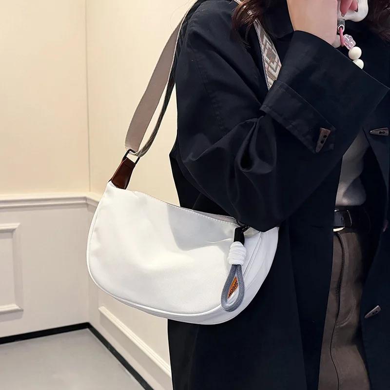 Solid Color Nyl Shoulder Bags for Women Fashi Hobos Crossbody Bag Ladies Casual Large Capacity Female Handbags Tote Purse