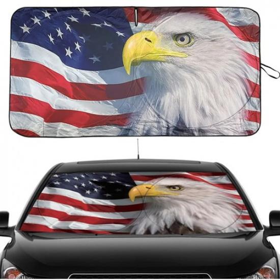 Universal Car Sun Shade Windshield Front Window Visor Shield Cover American Flag