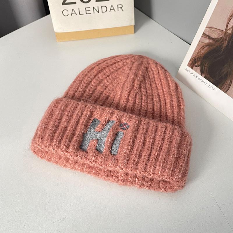 Korean Style All match Knitted Hat Warm Ear Protection Pullover Hat for Women Autumn and Winter Personalized Cold Hat Thickened Plush Hat Small Face