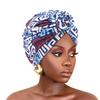 New Women African Print Pleated Turban Knotted Headwraps Elastic Head Scarf Floral Beanie Chemo Cap Bandana Headwear Hair Covers