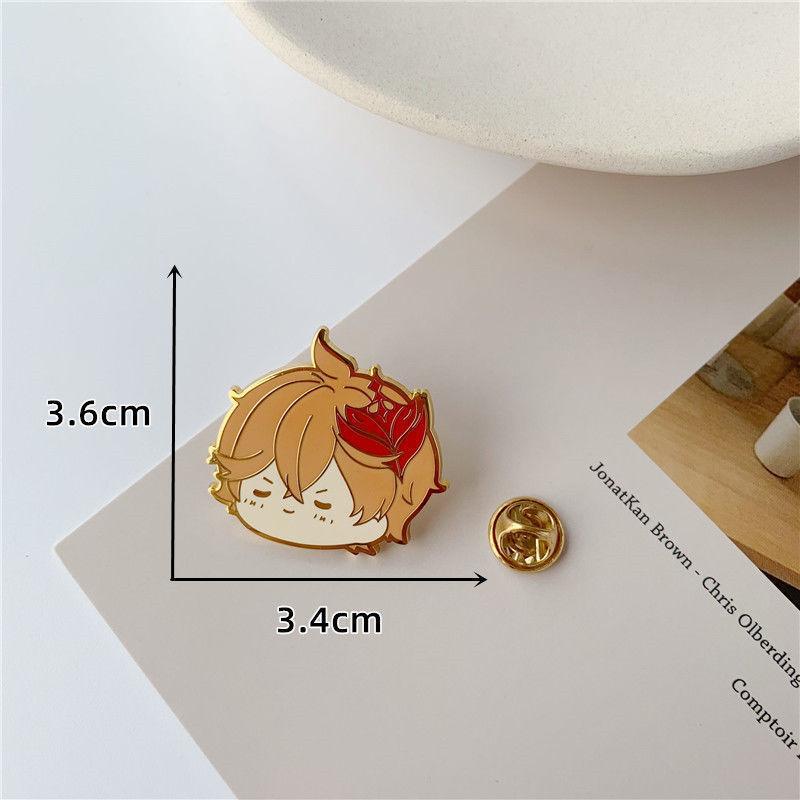 [Buy Five Free One Random Style] Genshin Impact Metal Badge Anime Cute Cartoon Brooch Bag Clothing Accessories