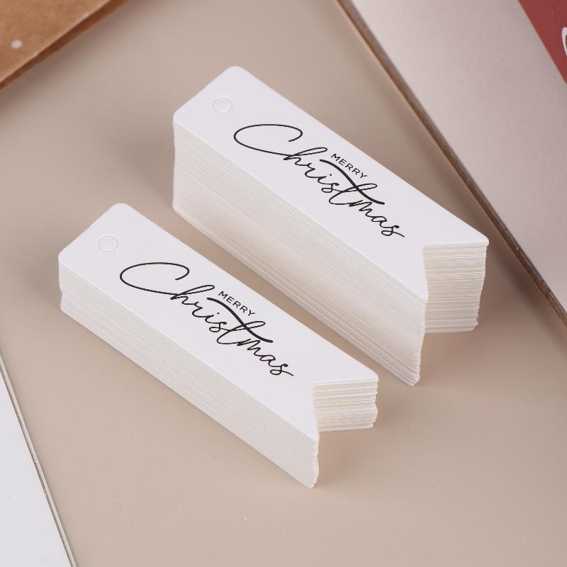 100Pcs Christmas Gift Tags Holiday Present Labels With Merry Christmas Lettering Design Decorative Hanging Tags