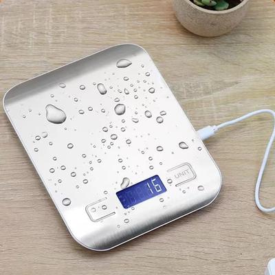 משקל דיגיטלי נטען USB נירוסטה דיוק גבוה משקל מזון למטבח לבישול אפייה 1 גרם עד 10 ק"ג
