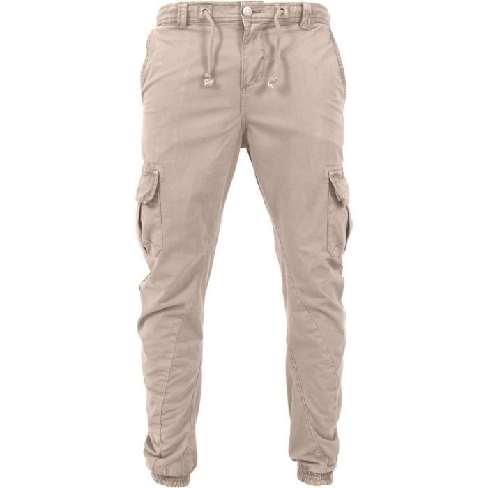 Pantalons De Jogging Cargo - Urban Classics - Beige - 100% Coton - Pour Homme - Coupe Confortable