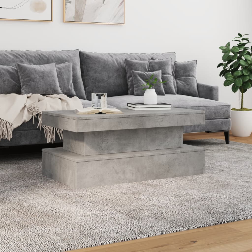 Coffee Table with LED Lights Concrete Grey 90 x 50 x 40 cm