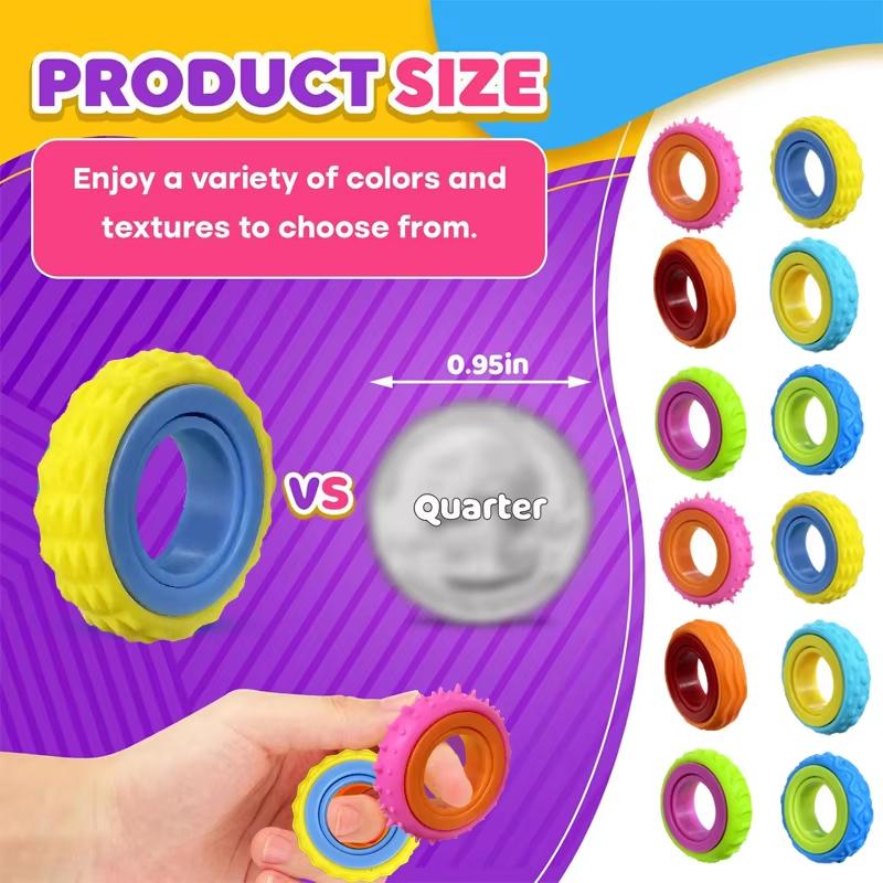 Silicone Rotating Fidgeting Ring Tactile Finger Spinner Counter-Stress Stress Relief Toy For Adults   Quiet Classroom Prize