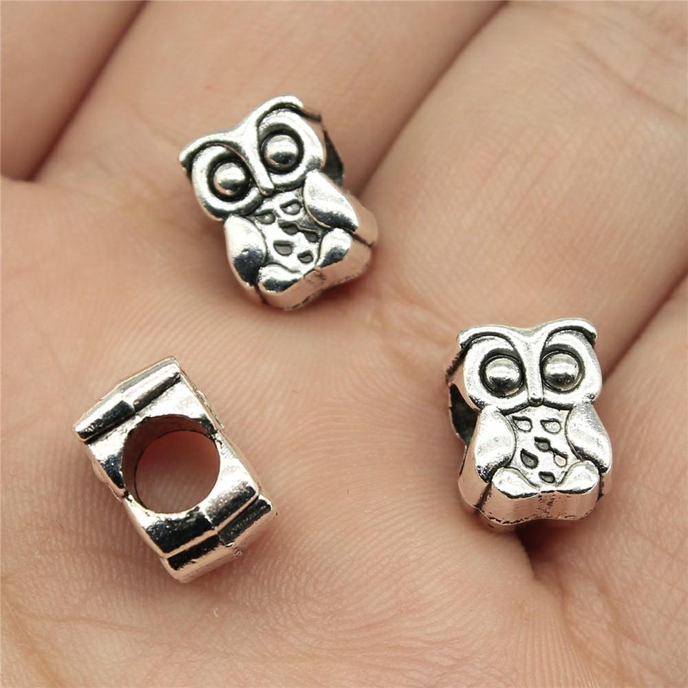 10pcs Metal Zinc Alloy Owl Beads For Jewelry Making Accessories For Jewelry Making Components