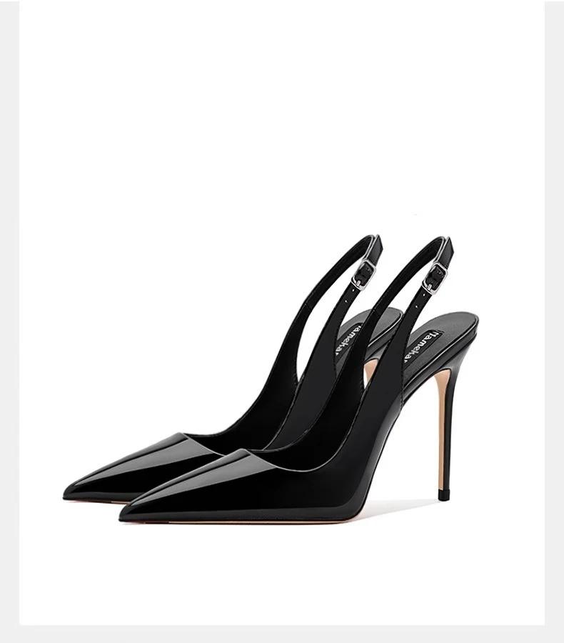 Fashion Sexy Ultra-high Heels Pointed Sandals Elegant Summer Patent Leather Suspender High Heels Trendy Dress Banquet Women's Shoes