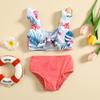 New Girls' Split Bikini Set with Bubble Sleeves - Cute, High Elasticity Swimsuit