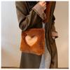 Fashion Love Heart Clutch Bag Versatile Women's 2023 New Fall Winter Large Capacity Shoulder Crossbody Bag Soft Plush Tote Bag