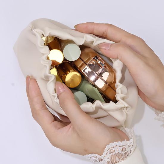 Geantă de machiaj portabilă, impermeabilă, cu buzunar pentru depozitarea produselor cosmetice, fără fermoar, cu autoînchidere, organizator de călătorie pentru pensule, ruj, uz zilnic, călătorii de afaceri