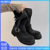 Yuanlitong autumn and winter new fashion medium tube stacking boots soft leather casual style Korean version women's boots wear sweet sister knight