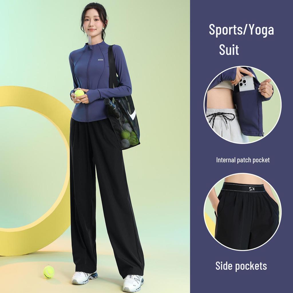 Women's Quick-Dry Long Sleeve Fitness Set for Badminton, Running, and Outdoor Sports - Autumn/Winter Collection