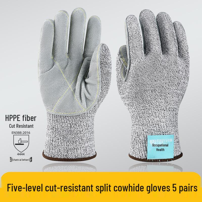 Level 5 Cut-Resistant Gloves: Anti-Slip, Wear-Resistant, Anti-Stab, for Kitchen, Outdoor, Woodworking, and Fishing Safety.