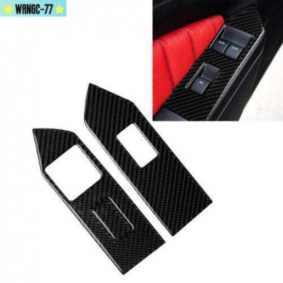 2Pcs For Ford Mustang 2009-13 Carbon Fiber Inner Window Switch Panel Decor Cover