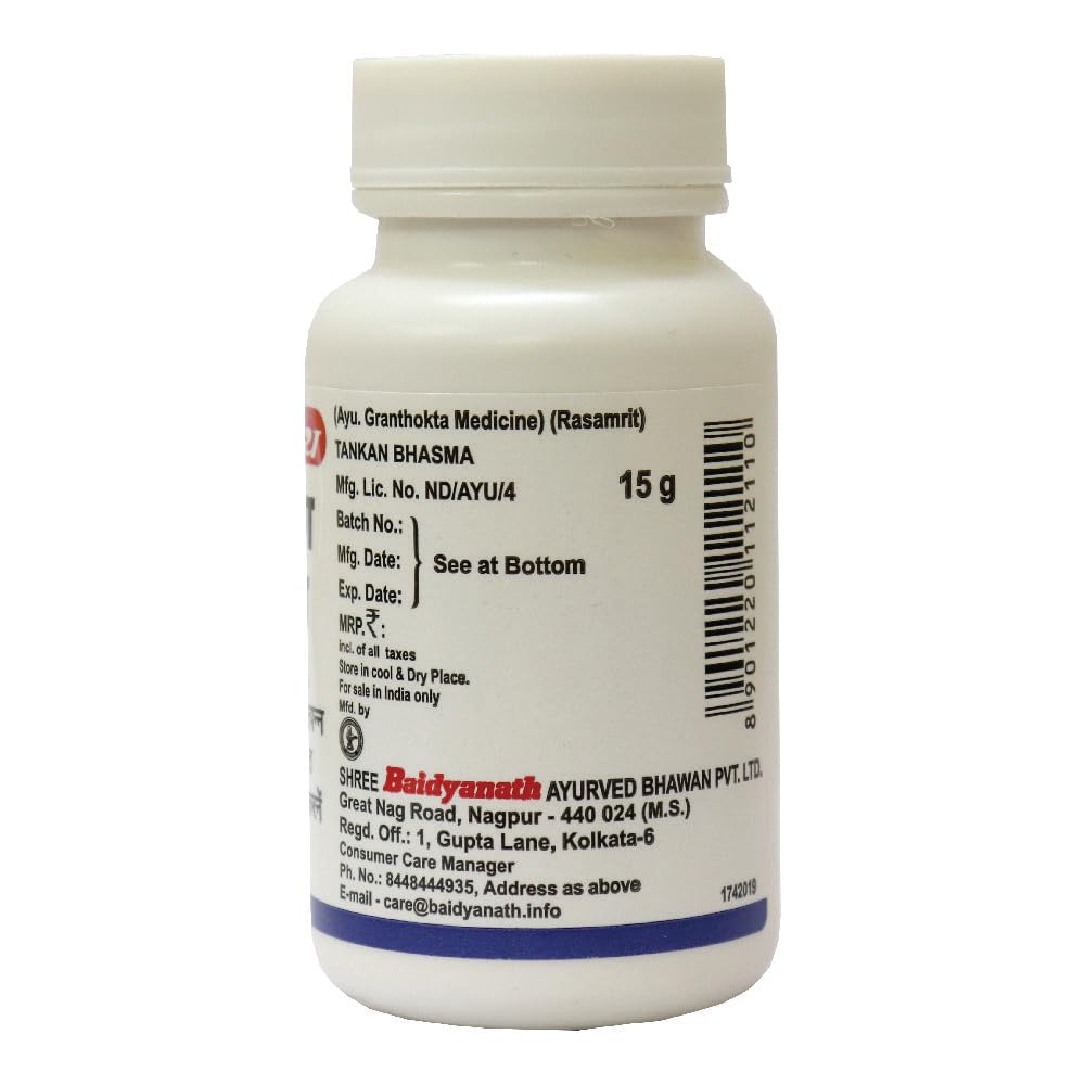 Baidyanath Asli Ayurved Tankan Bhasma 15 GMS X Pack of 2 Natural Ayurvedic Wellness Supplement
