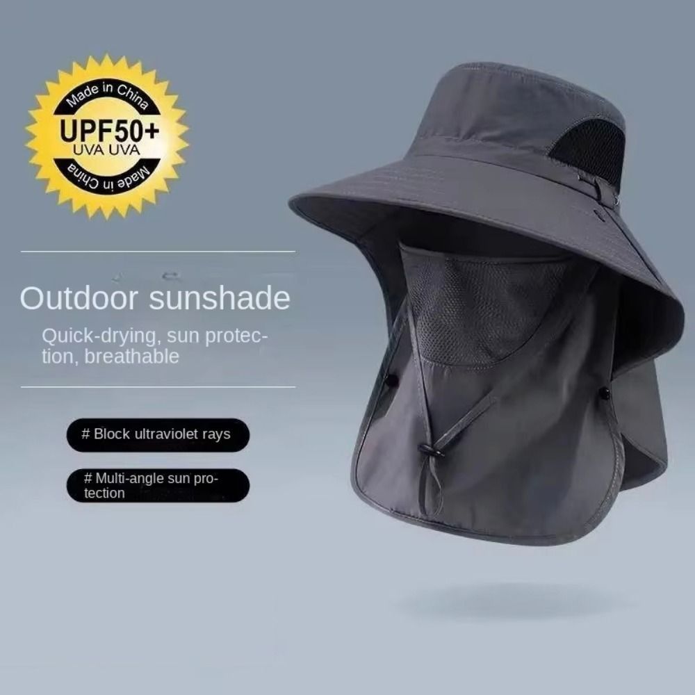 Wide Brim Bucket Hat Caps Mask Set Sun Hat Durable Fisherman Hat  Hiking