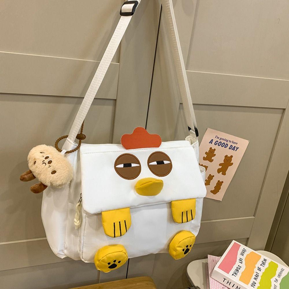 Cartoon Hen Shape School Bag Cute Students Book Bag Fashion Chicken Nylon Shoulder Bag  Travel