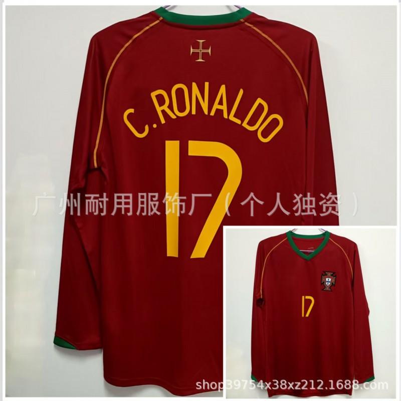 Retro Portugal Jerseys Commemorative Version No. 7 17 C Ronaldo Football Uniform Classic