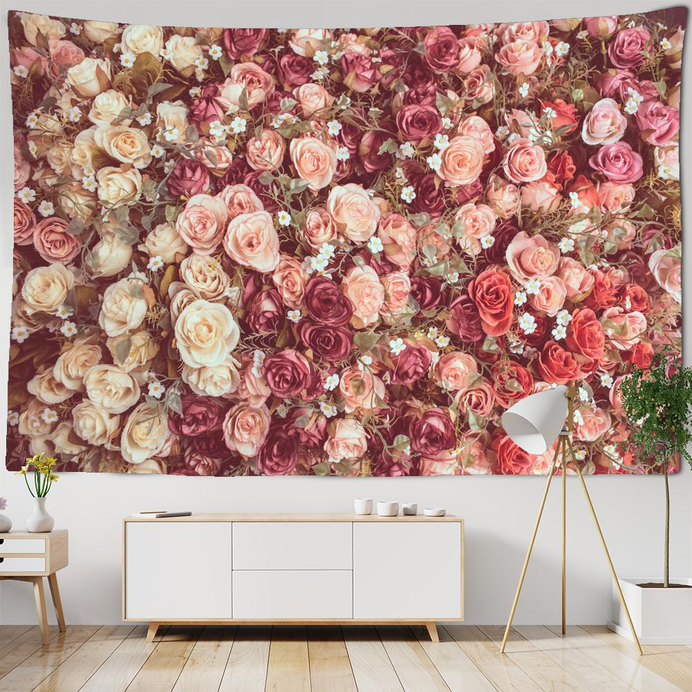 Flower Tapestry Wall Hanging Cloth 3D Printed Beach Towel Rose Cherry Blossoms Wall Carpet Yoga Mat Home Decor Tapestries Premium Quality