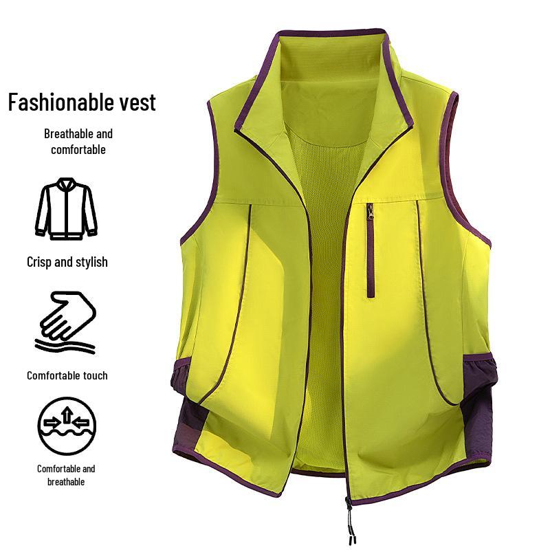 American Color Block Sleeveless Casual Vest - Unisex Couple Style