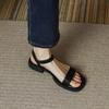 Fashion Flat Leather One Word Buckles Summer 2024 Sandals For Woman Footwear Open Toe With Low Heels Women's Shoes Young On Sale Offer H