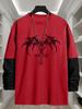 Men's Fake Layer‑Appearance Long Sleeve T‑Shirt, Breathable Quick Dry Tops, Regular Fit for City Trip Daily Errands Outdoor Commute Wear