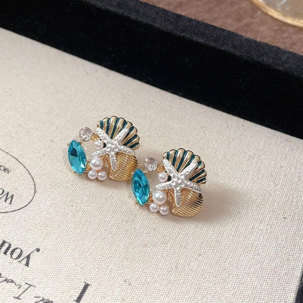 Metal Starfish Shell Necklace Exquisite Beach Jewelry Marine Style Nekclace Earrings  Women