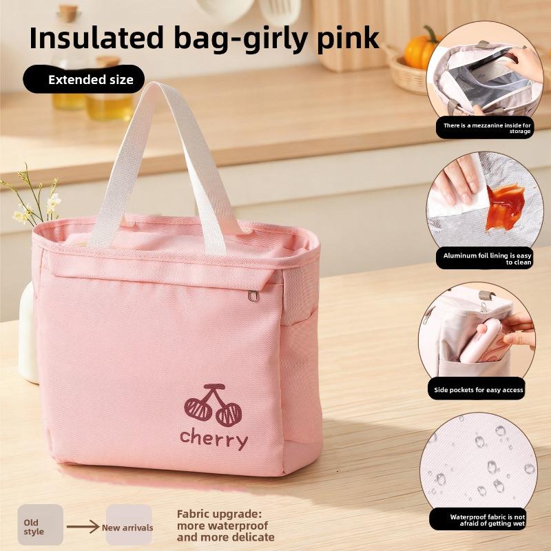 Lunch Box Insulated Bag, Hand-held Insulated Lunch Box Bag, Thickened Insulated Bento Bag, Student Large-capacity Aluminum Foil Bag with Rice Bag