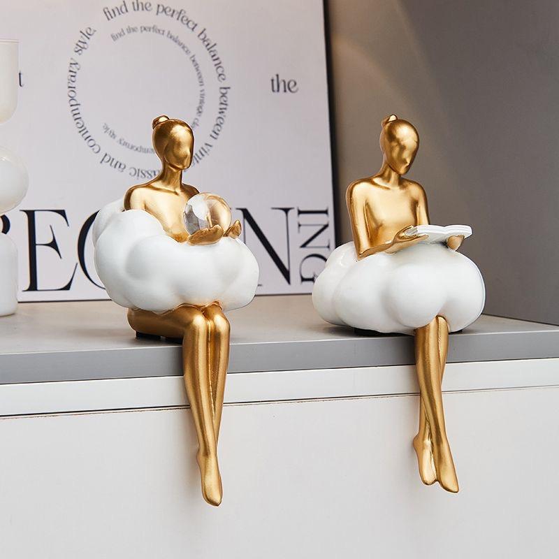 Abstract Cloud Ballet Girl Desk Figurine Ornament – Creative Home & Study Decoration