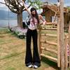 Black low-rise micro-flared jeans, women's summer new American elastic and thin versatile flared pants