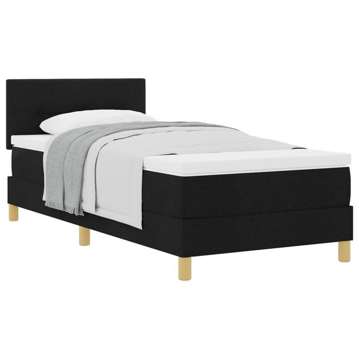 VidaXL Lit avec sommier et matelas noir 90x190 cm en tissu 3338883