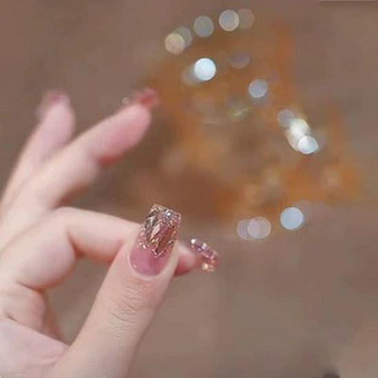 Yajie Na Aurora Pink Diamond Shiny Wearable Blush Fake Nails Stickers