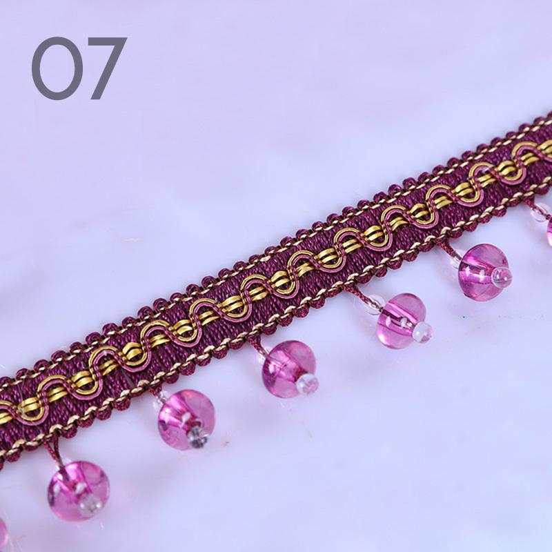 12M European Style Crystal Pumpkin Bead Curtain Fringe Trimming Upholstery DIY Curtain Lace Trim Tassel Sewing Decor Accessories