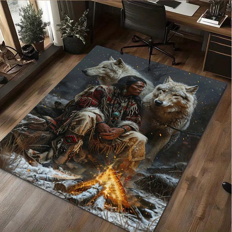 Native American Print Rug - Home Decoration Carpet For Living Room Bedroom Flooring Computer Chair Area Rug