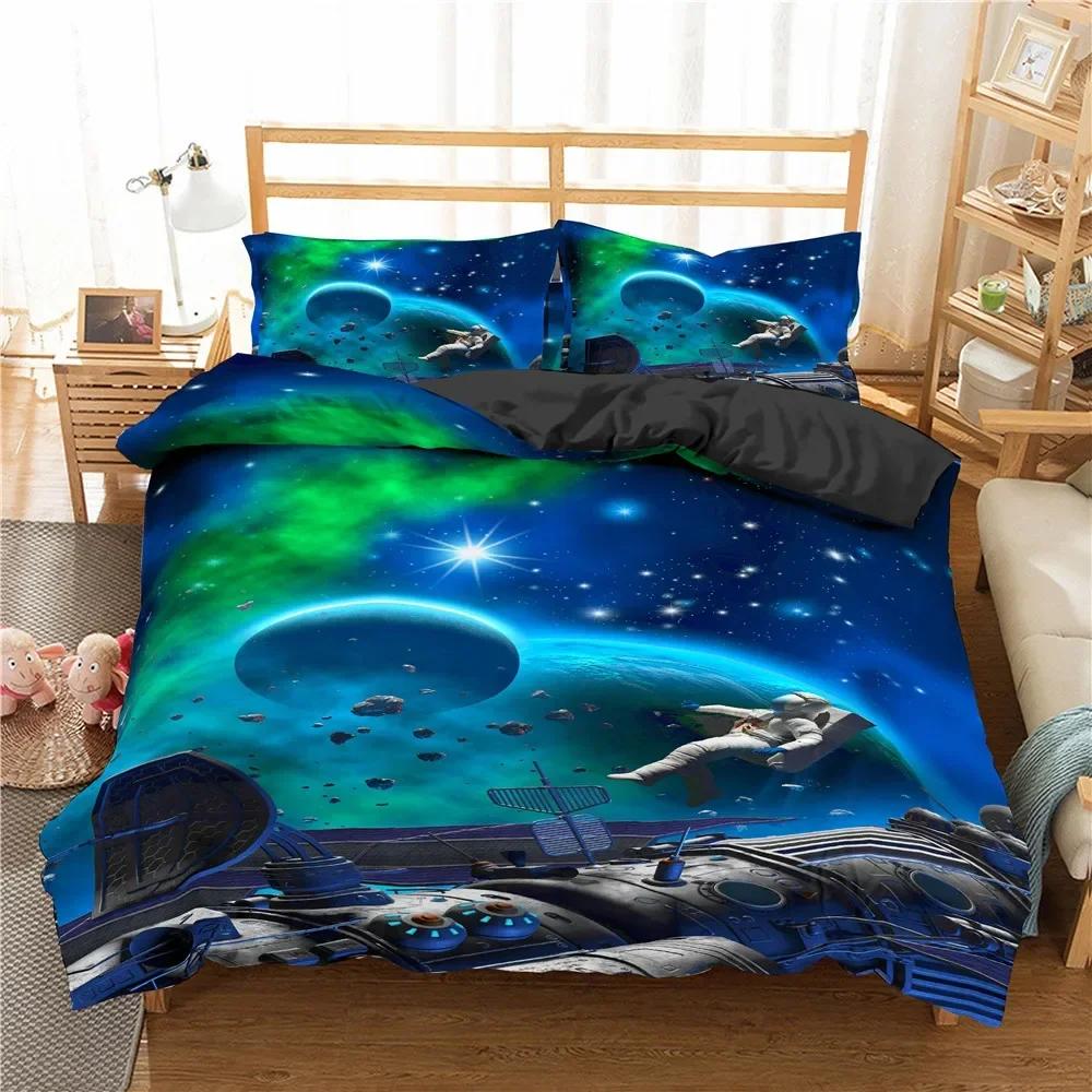 3D Print Starry Sky Galaxy Outer Space Bedding Set Single Twin Double Queen King Cal King Size Bed Linen Set