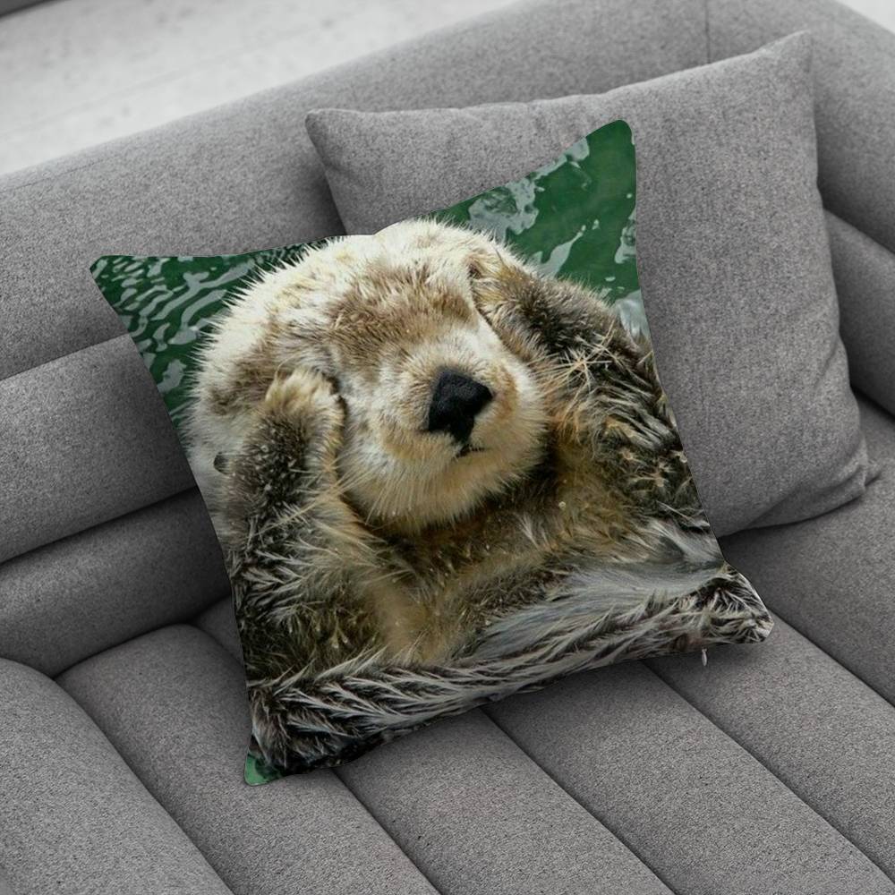 Cute Otters Pillow Case Pillowcase Home Sofa Cushions Car Cushions Pillowcover Office Pillowshell Pillow