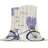 Farm Purple Fresh Flower Lavender Bicycle Flannel Blankets For Sofa Beds Bedding Room Soft Fleece Blanket Bedspread Home Textile