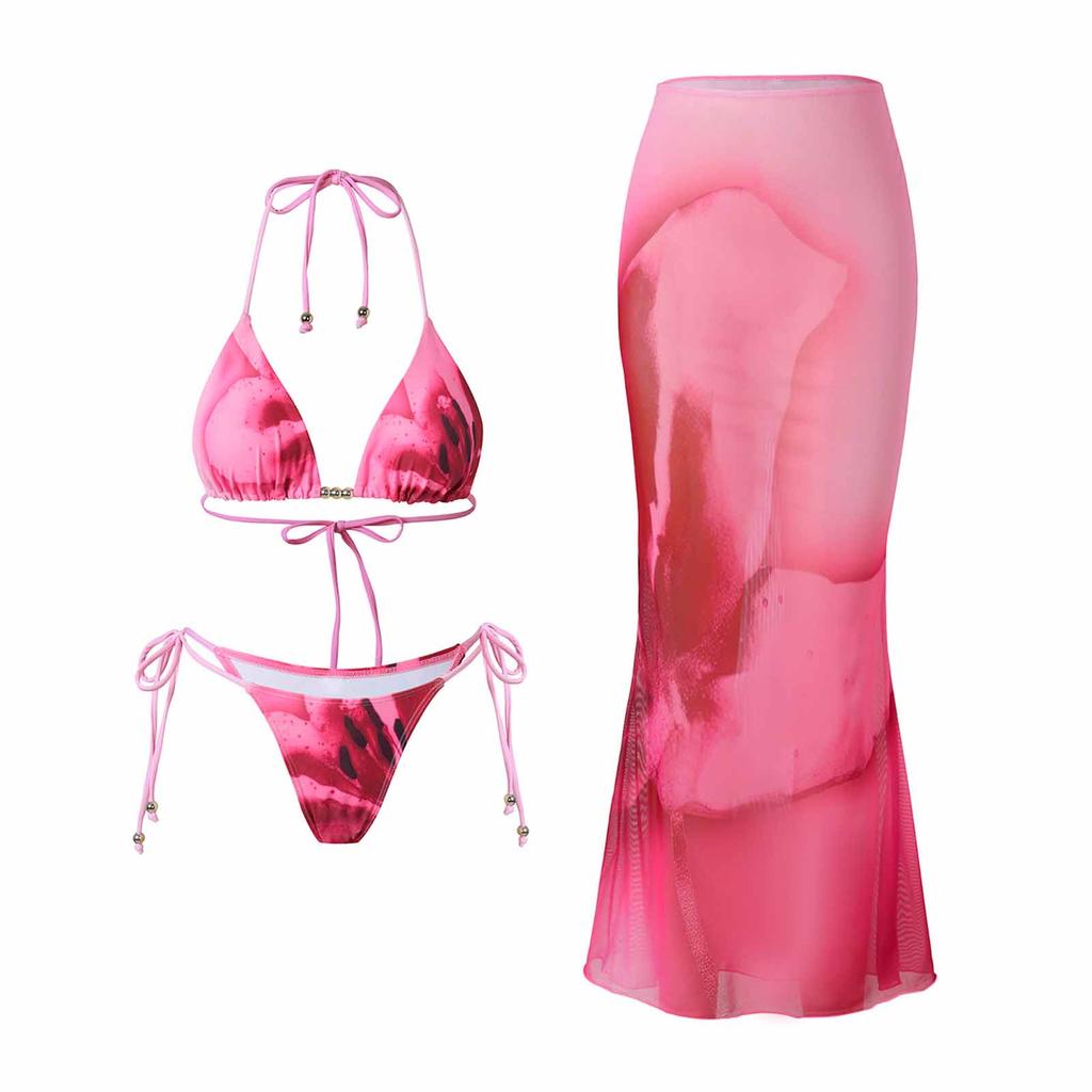 Modischer Sexy Bikini Badeanzug für Damen, Dreiteiliges Strand- & Spa-Set, Sommer-Resort Poolparty Bademode