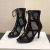 Black Open Toe Dancing Sandals Sexy Lace Up Women Shoes Comfort High Quality Thin Heels Ankle Strap Hollow Out Pumps