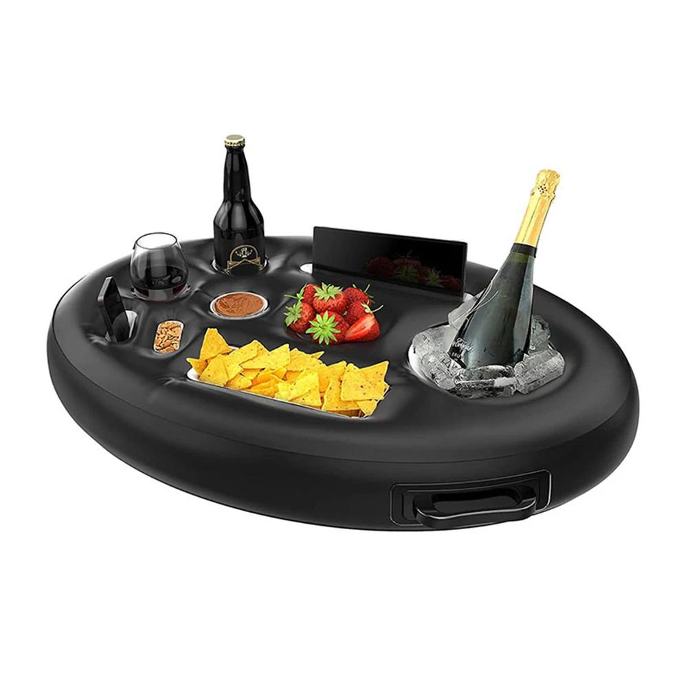 Summer Party Bucket Cup Holder Inflatable Pool Float Beer Drinking Cooler Table Bar Tray Beach Swimming Ring Accessories